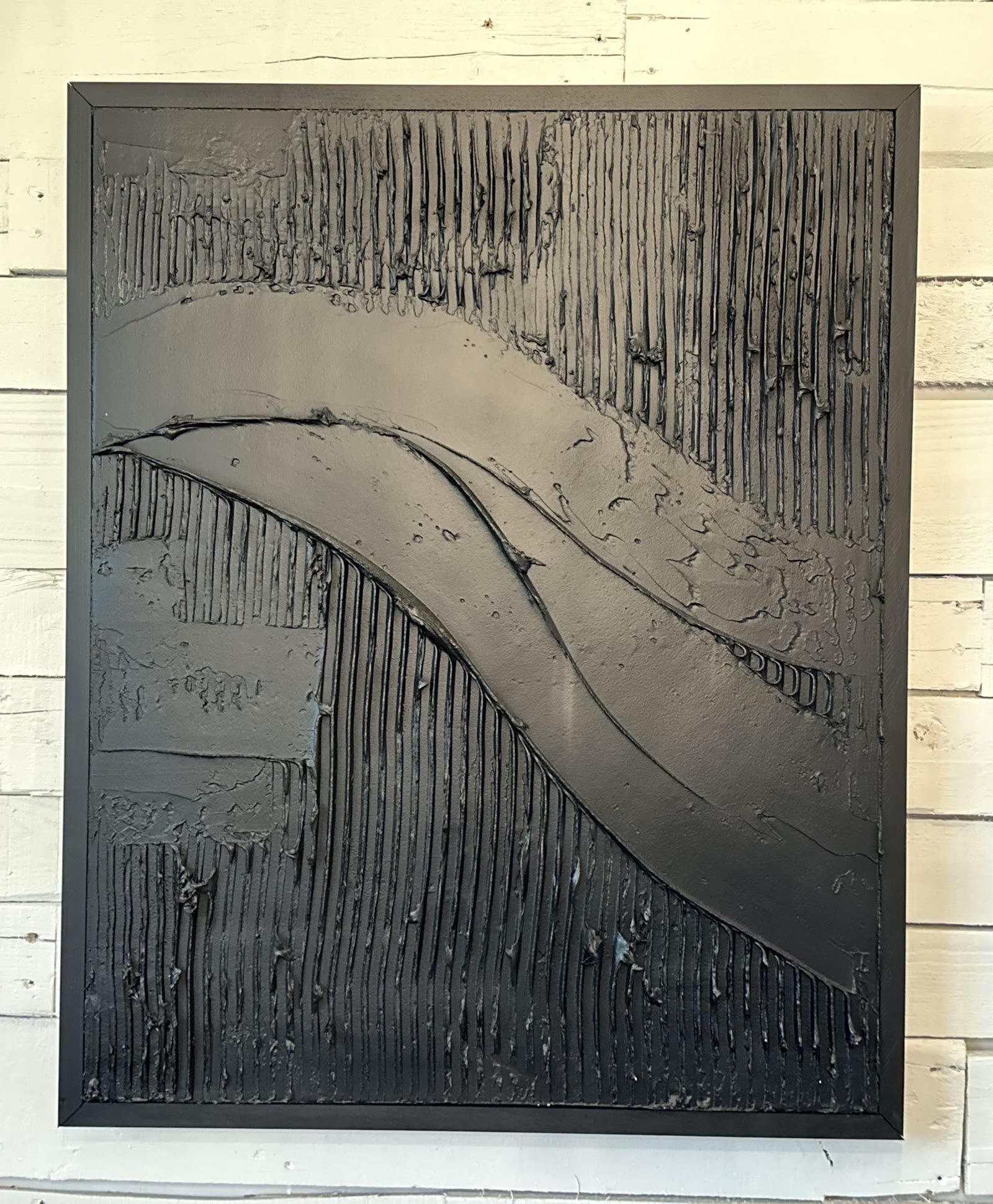 Black Wave No. 1, acrylic and plaster on canvas, 2024