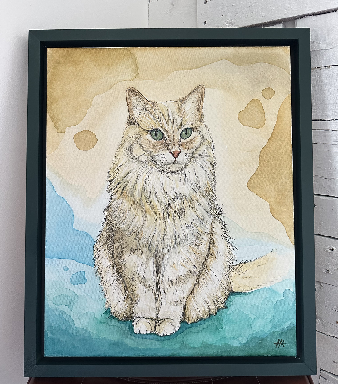 Cedric a la Mode, pen and watercolor on canvas, 2026