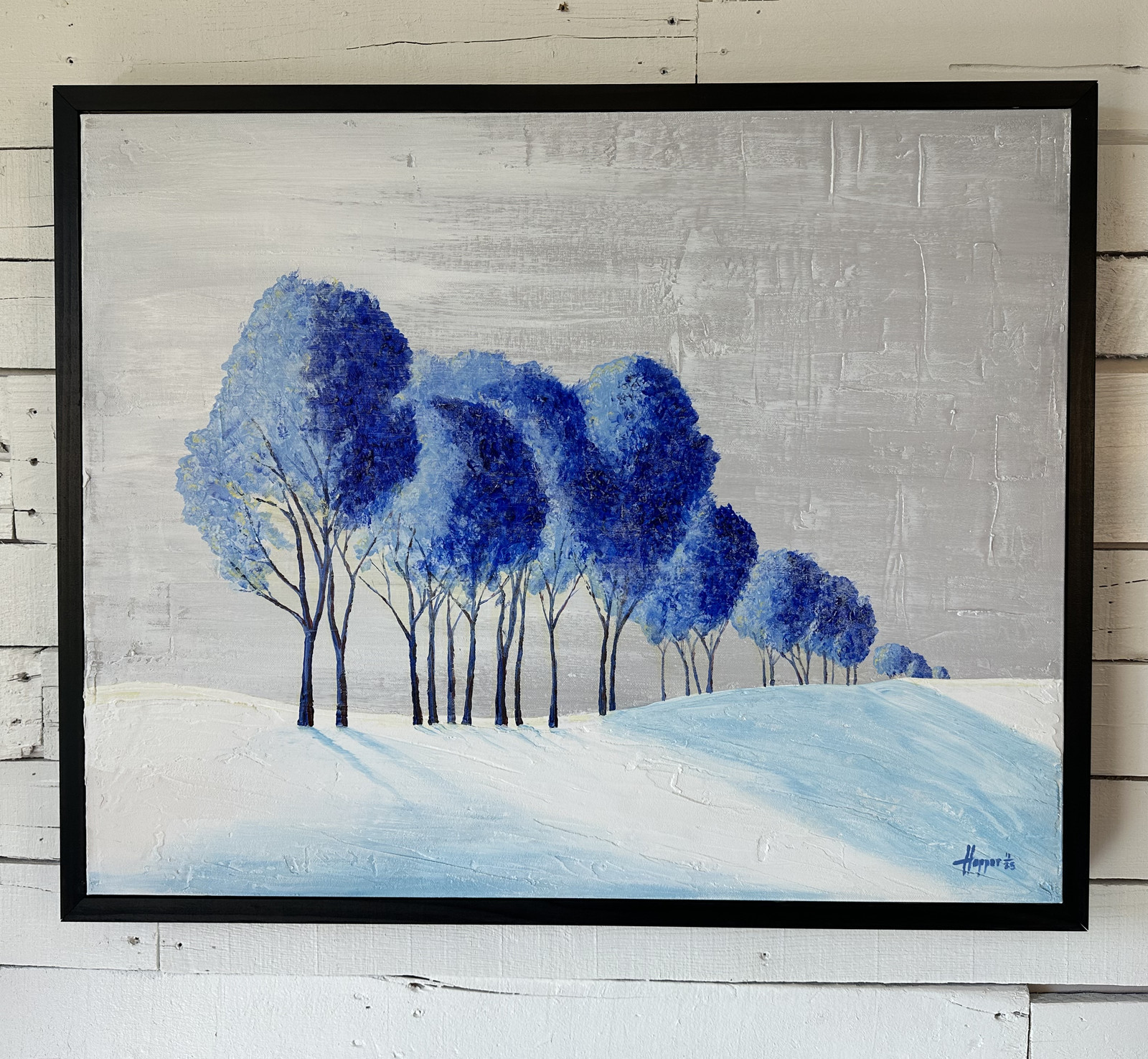 Frosted Treeline, acrylic on canvas, 2025